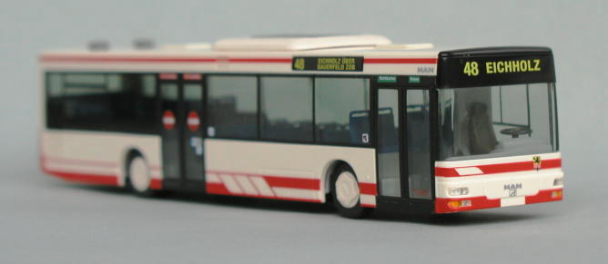 Modell S28:   Jubil�umspackung zum 30-j�hrigen Bestehen der M�rkischen Verkehrsgesellschaft mit drei verschiedenen Bussen -  MAN NL 263 - Linie 48 Eichholz 